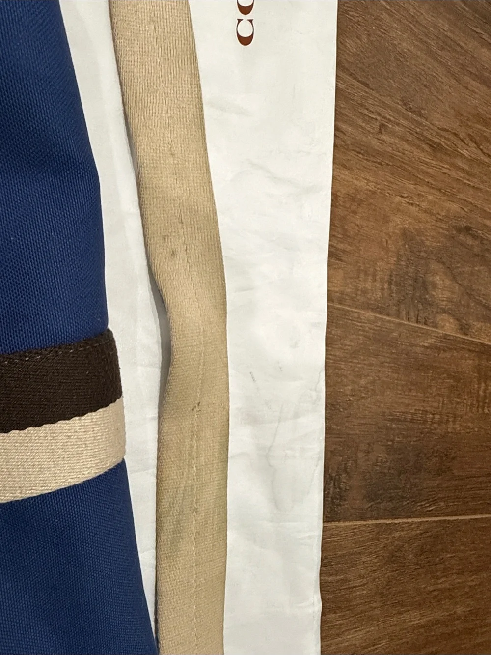 Coach Navy Canvas Messenger Bag with Tan Leather Trim